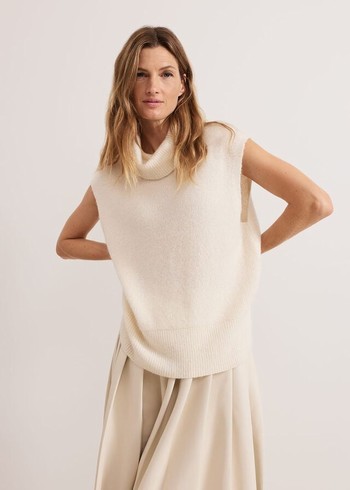 Phase Eight Ginny Ivory Cowl Neck Tabard Knitwear White USA | 6587329-AT